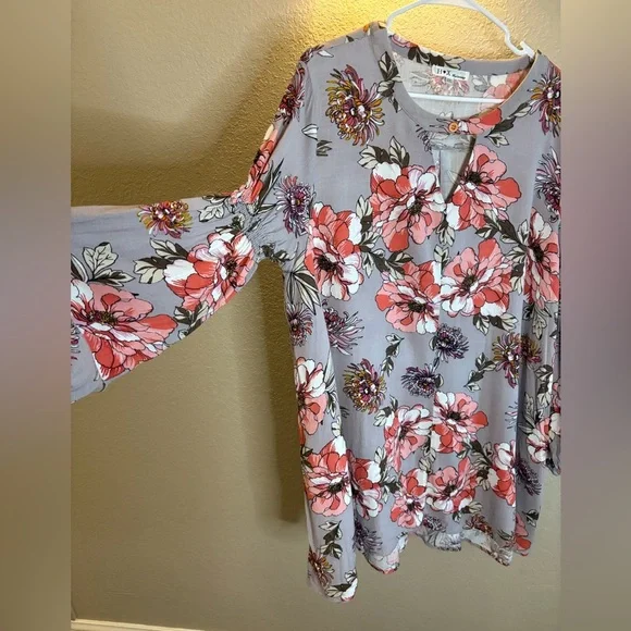 H ❤️ X Gray and Pink Graphic Dress or Tunic giving free people vibes/ Size XXL - Picture 3 of 9